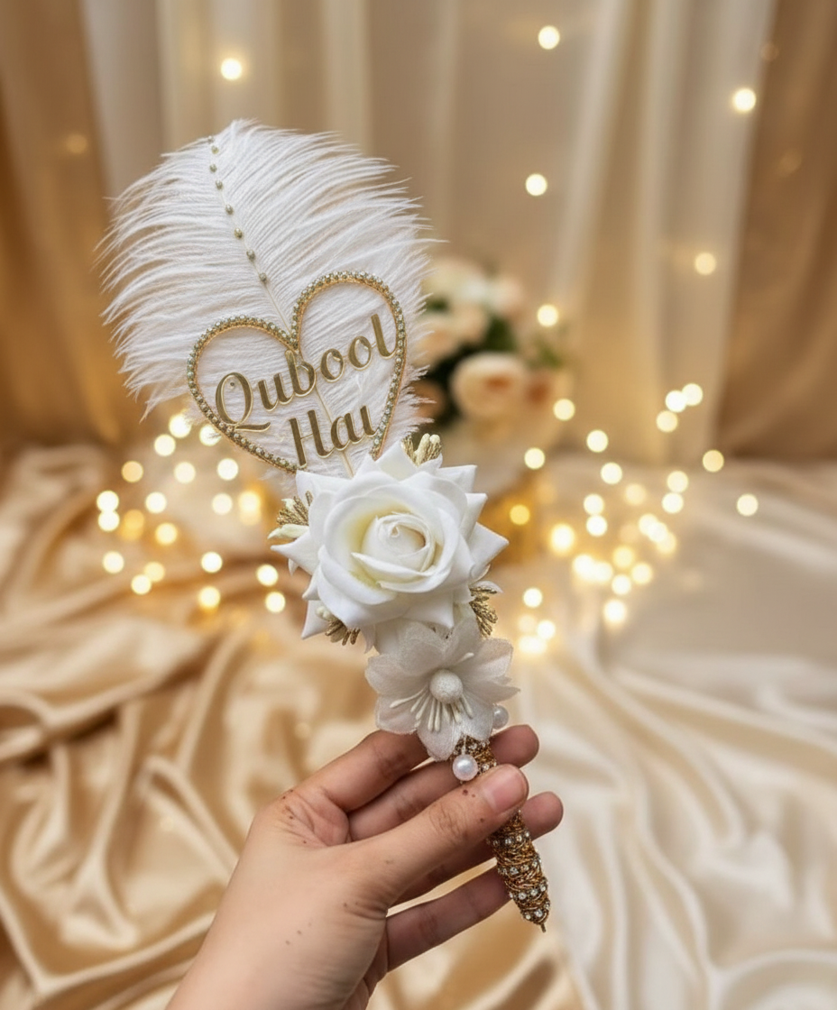 Subtle Feather and Rose Nikah Pen(206)