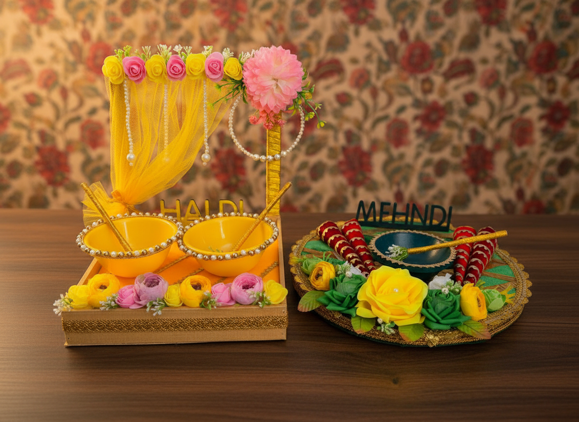 Traditional Haldi and Mehndi Ceremony Combo Platters