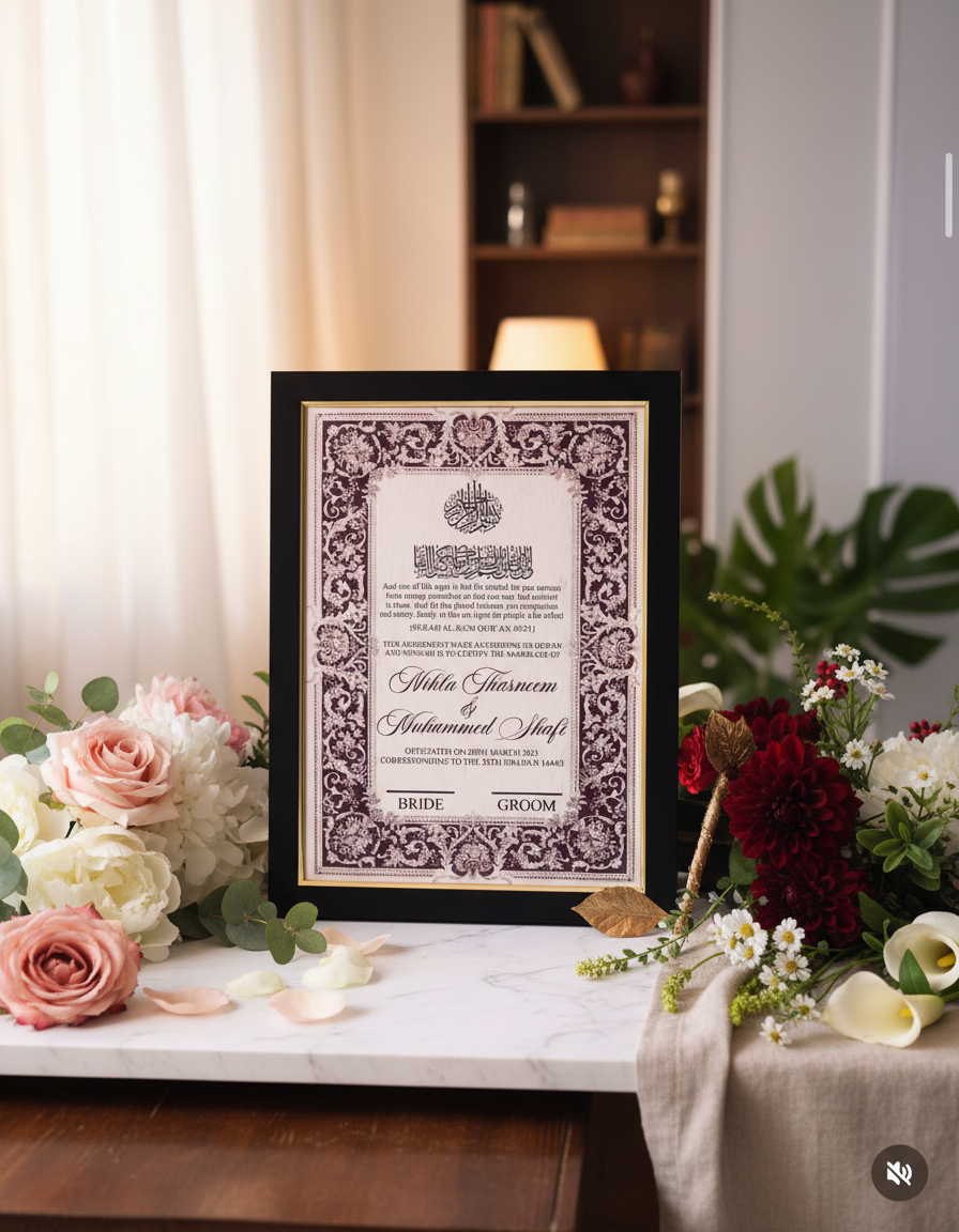 Elegant Islamic Nikah Certificate Frame