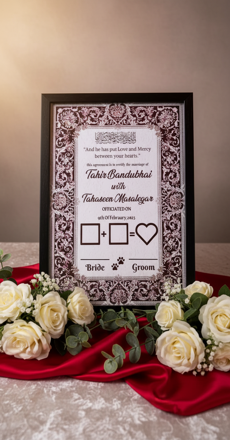 Custom Wedding Invitation Frame with thumb prints