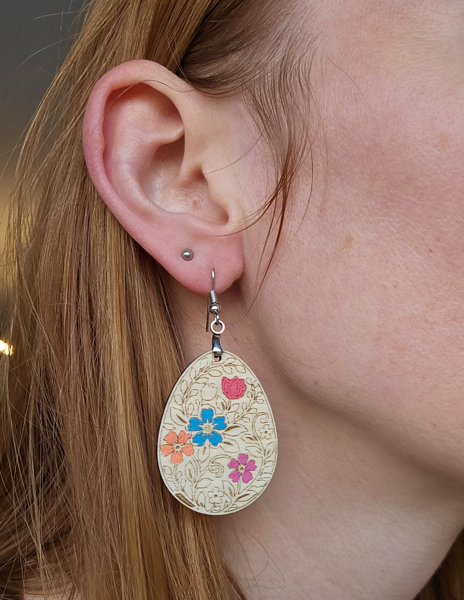 Boucles d’Oreilles Pâques Lapin & Fleurs