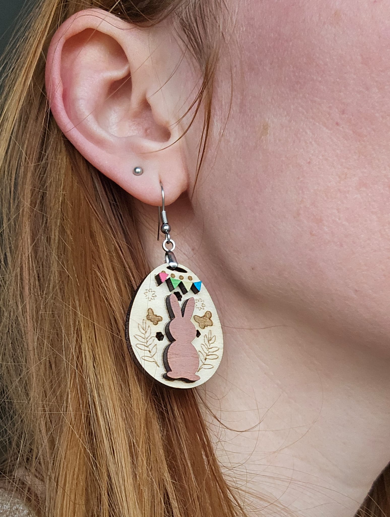 Boucles d’Oreilles Pâques Lapin & Fleurs