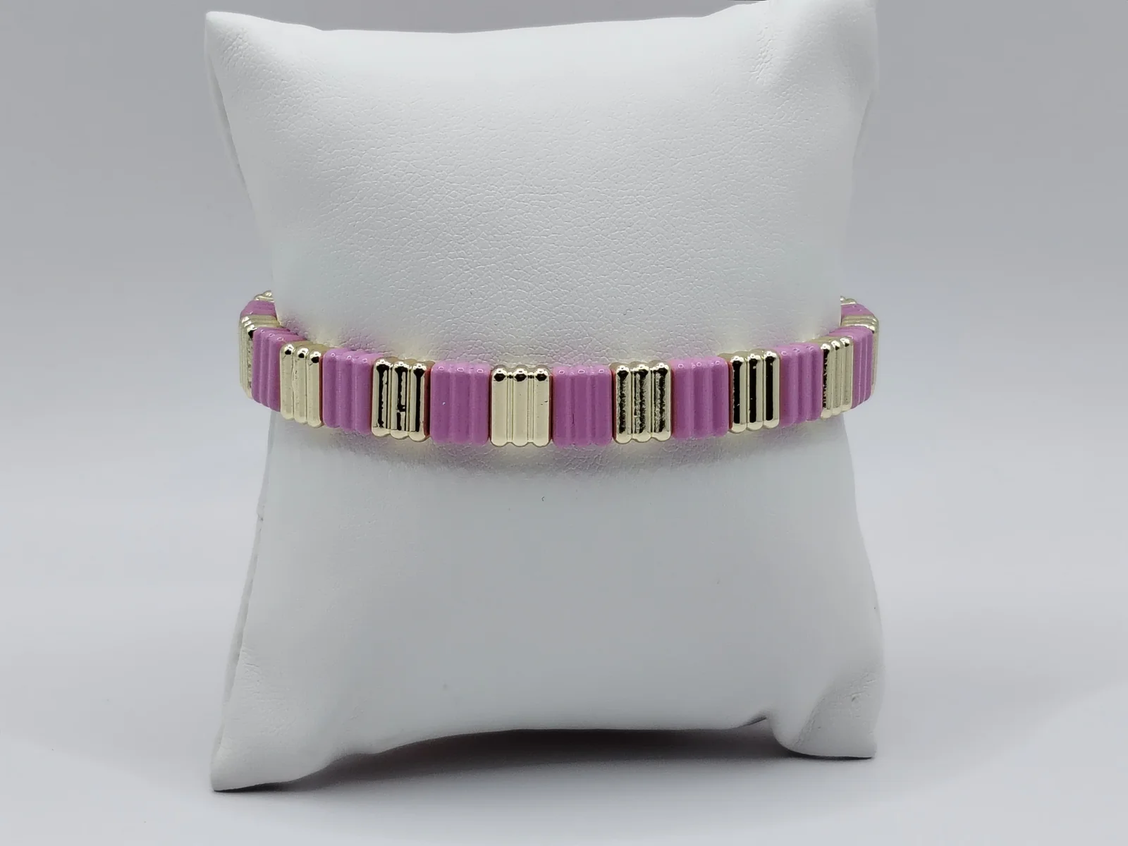 Pulsera elástica de fantasía rosa