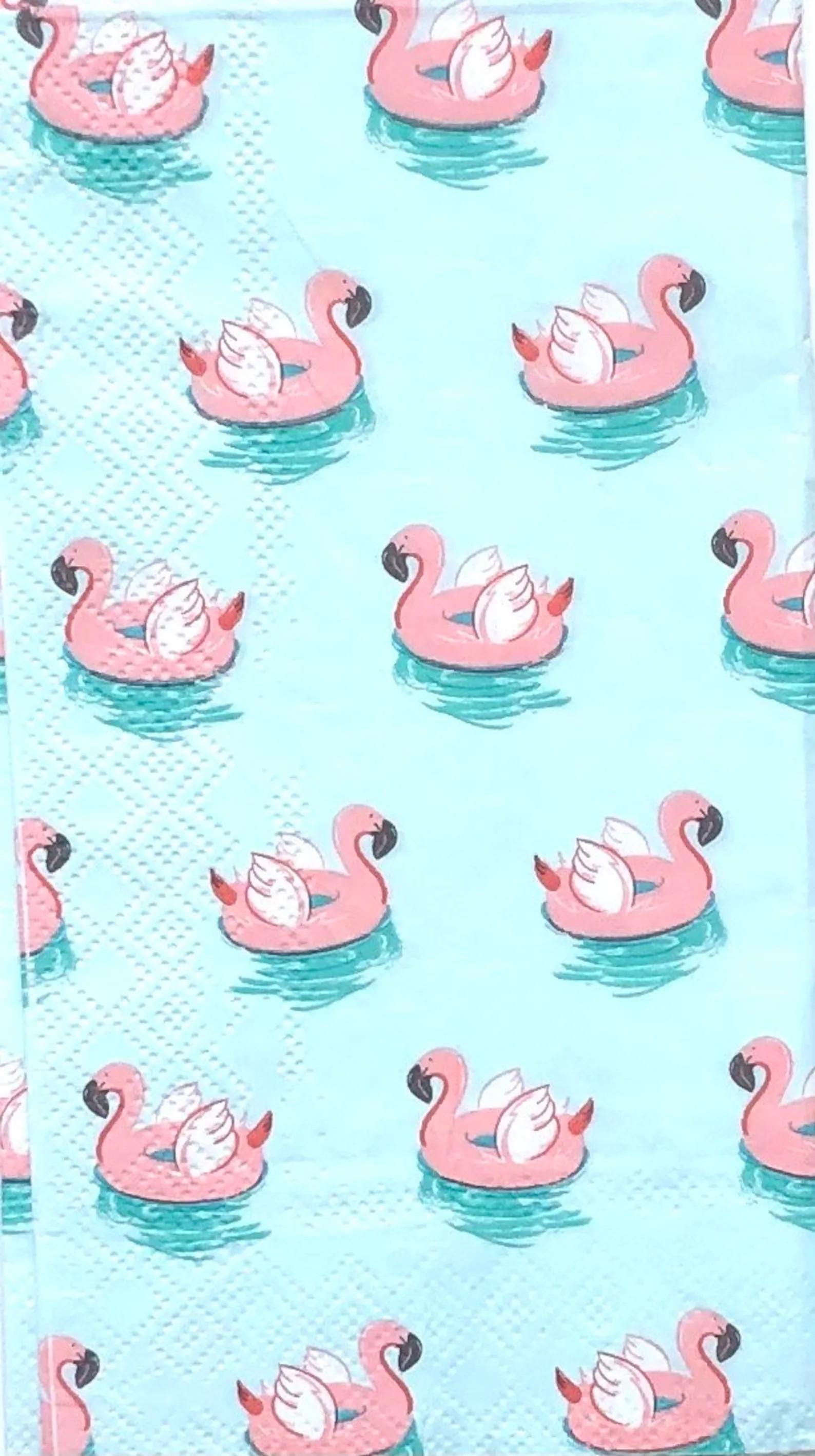 Decoupage Napkins, Pink Flamingo Pool Float Napkins, Set of 2 Dinner Size, #0271