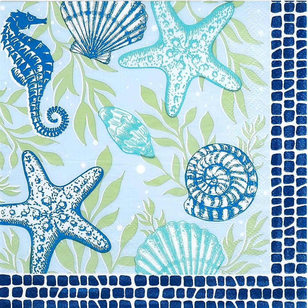 Decoupage Napkins, Summer Ocean Napkins, Set of 2 Lunch Size, #293