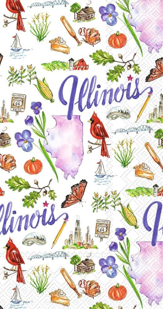 Decoupage Napkins, Illinois State Theme Napkins, Set of 2 Dinner Size, #518