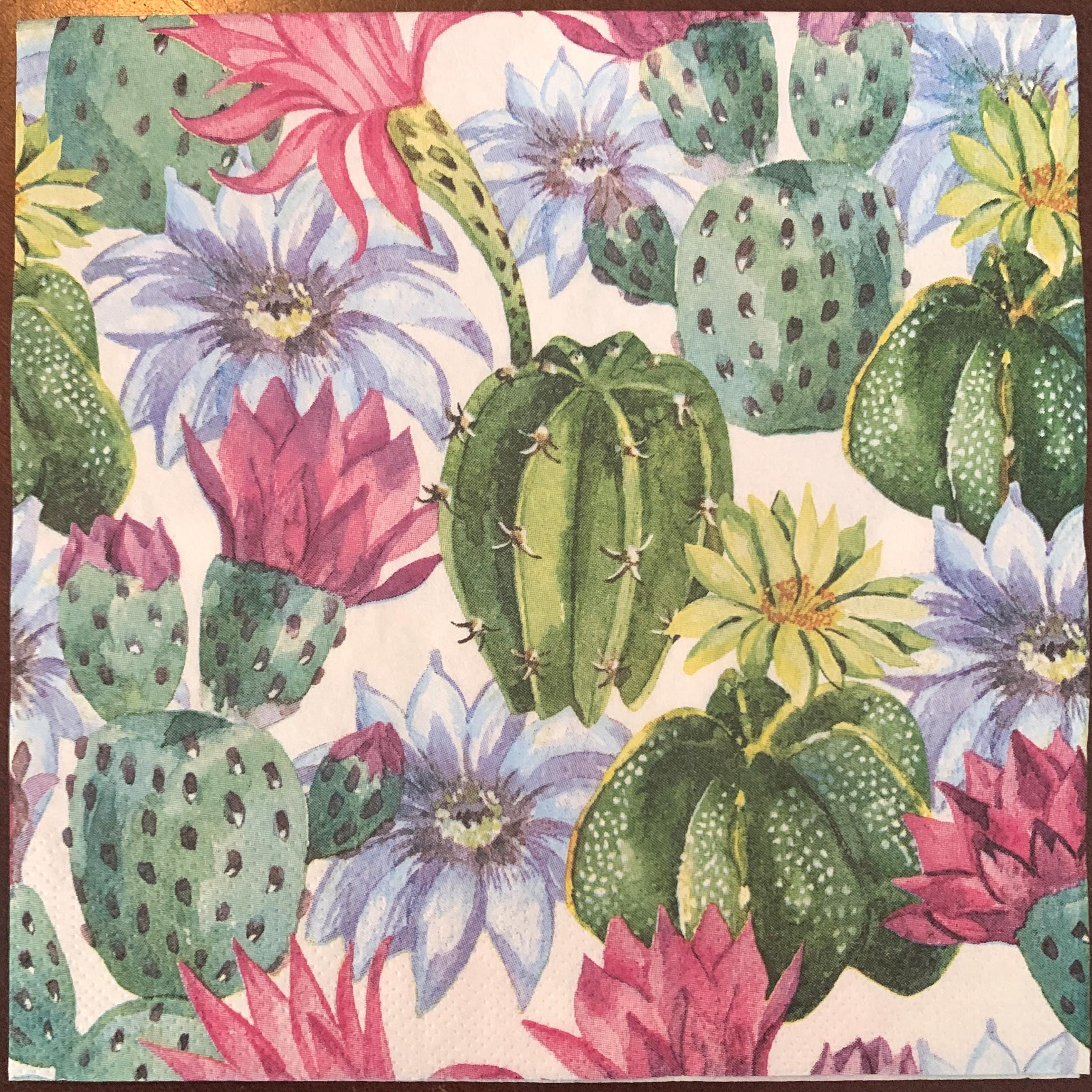Decoupage Napkins, Cactus Napkins, Set of 2 Lunch Size, #398