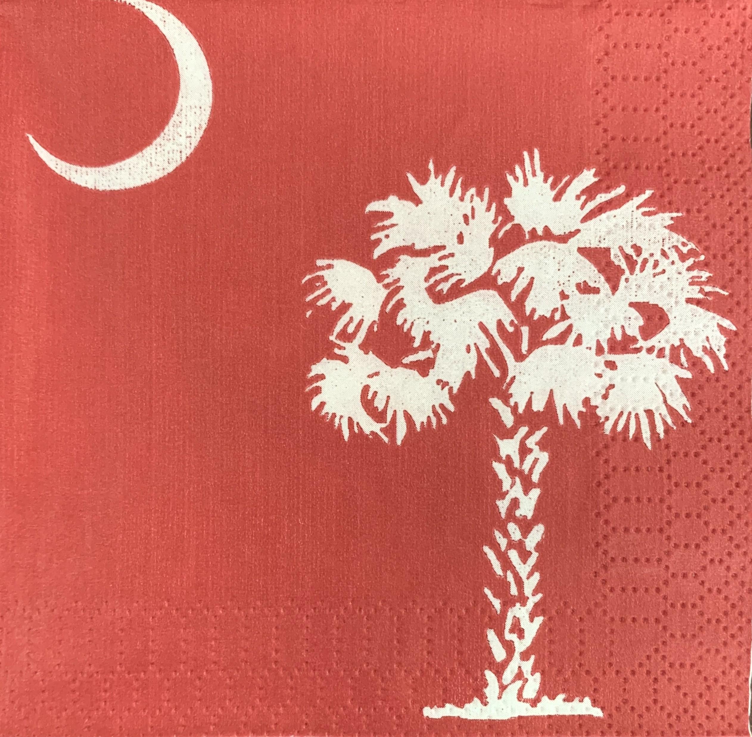 Decoupage Napkins, Palmetto Moon Red Napkins, Set of 2 Cocktail Size, #526