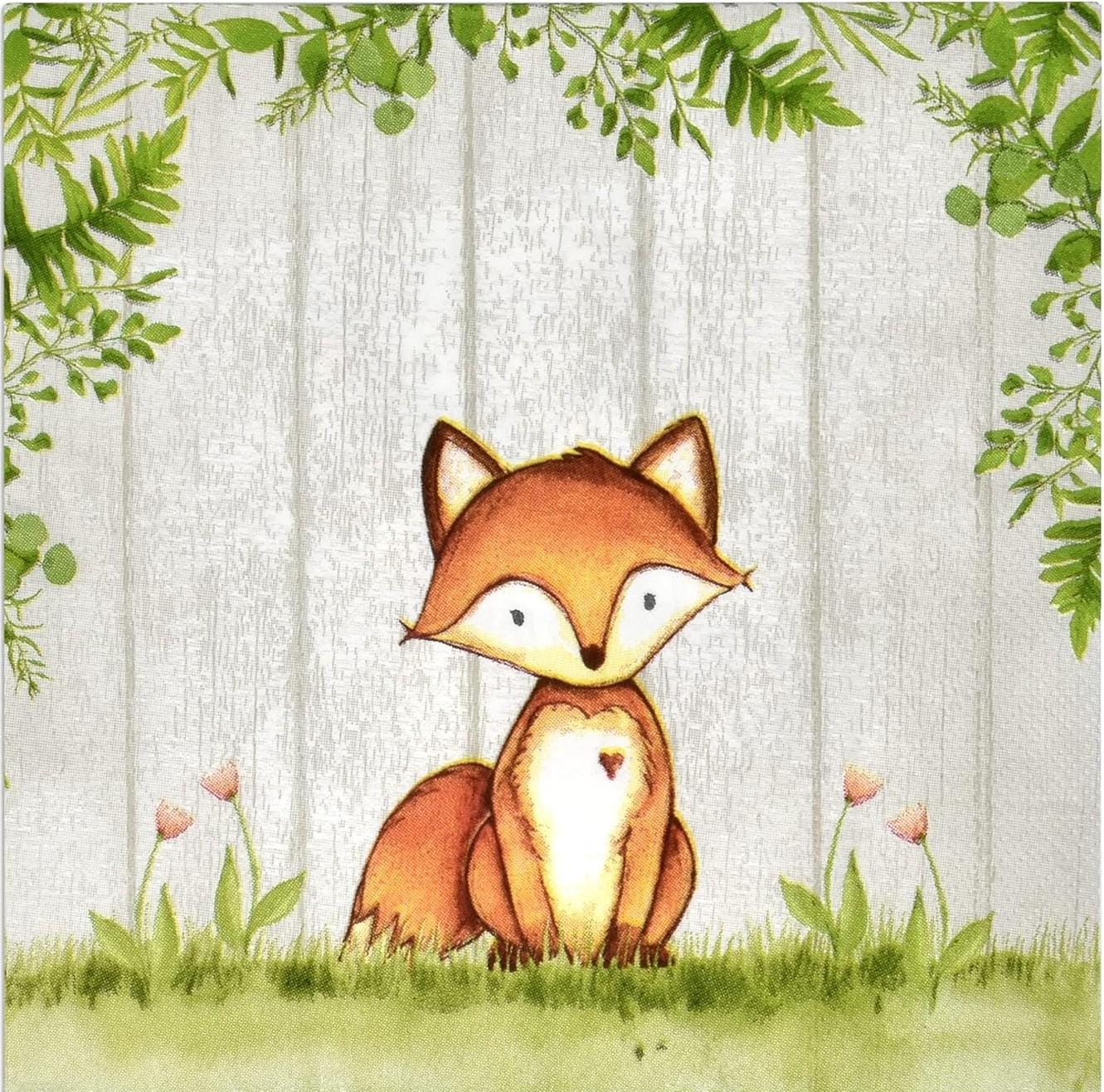 Decoupage Napkins, Fox & Deer Woodland Animal Napkins, Set of 2 Lunch Size, #171