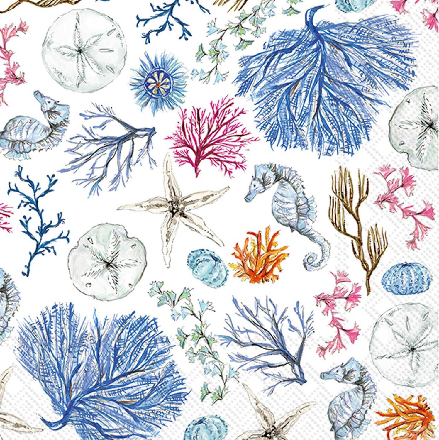 Sea Life Napkins, Set of 2 Cocktail Size, #212
