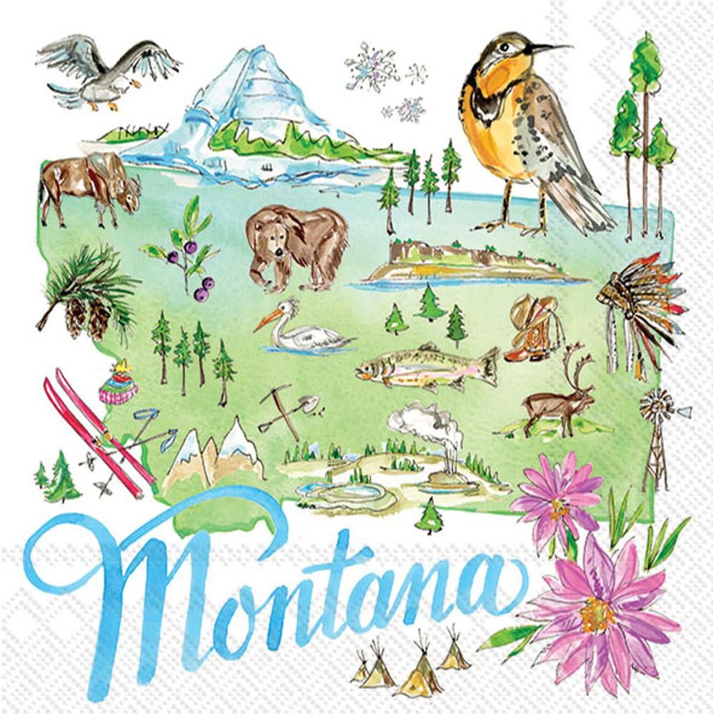 Decoupage Napkins, Montana State Napkins, Set of 2 Cocktail Size, #534