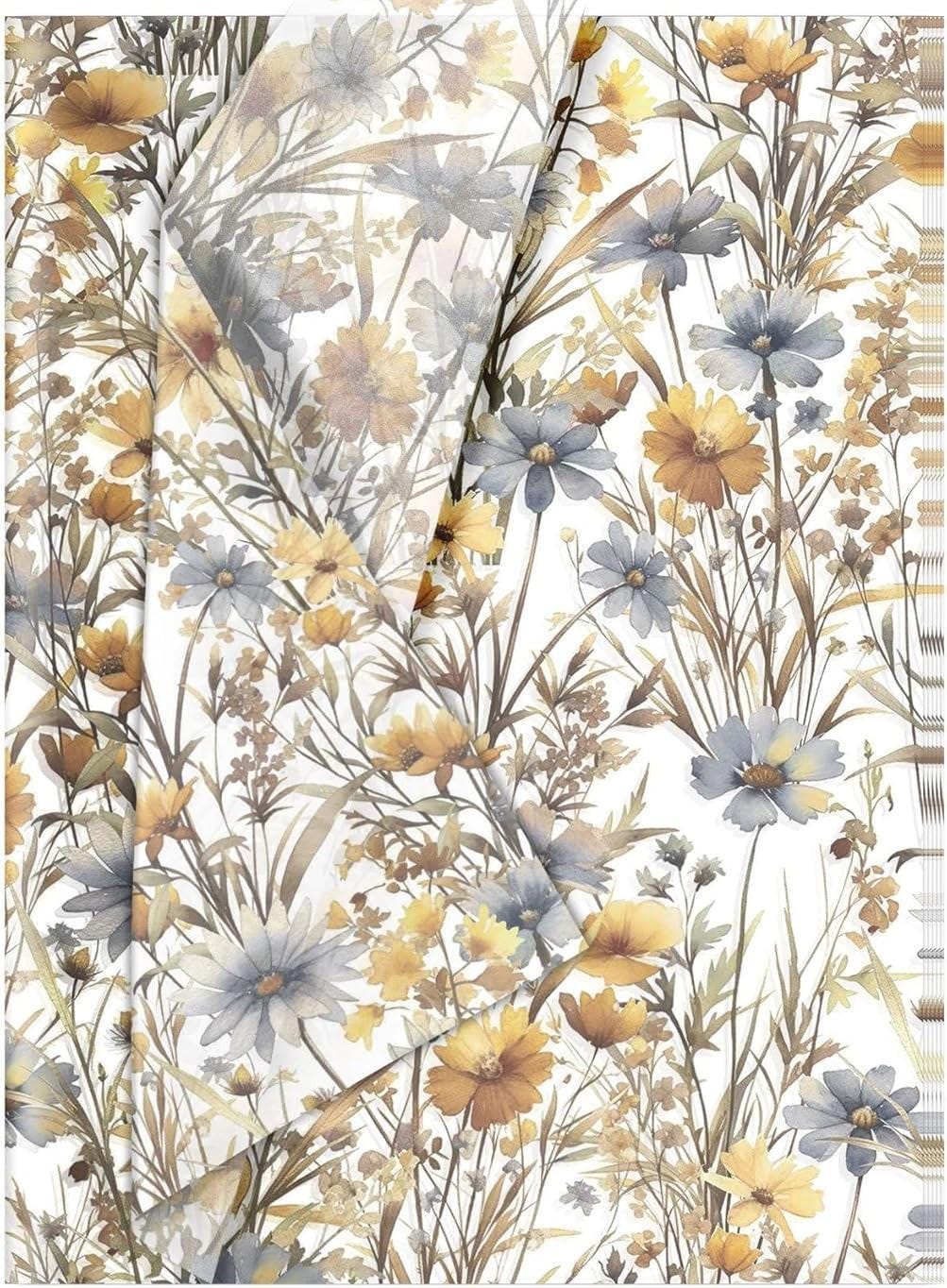 Decoupage Tissue Papers, Watercolor Wildflower Floral large sheet tissue papers 20" x 14", Set of 2, #0353