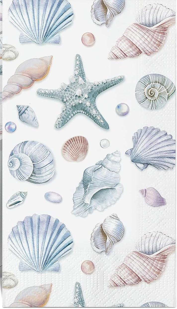 Decoupage Napkins, Ocean Seashell Napkins, Set of 2 Dinner Size, #0216 