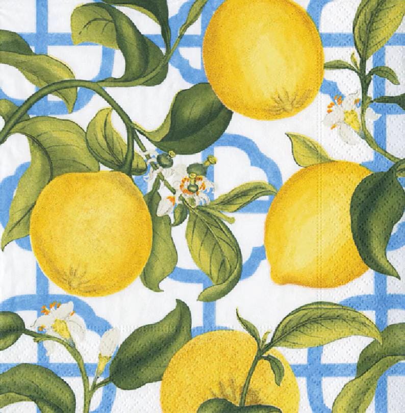 Decoupage Napkins, Seville Lemon napkins, Set of 2 Cocktail Size, #729