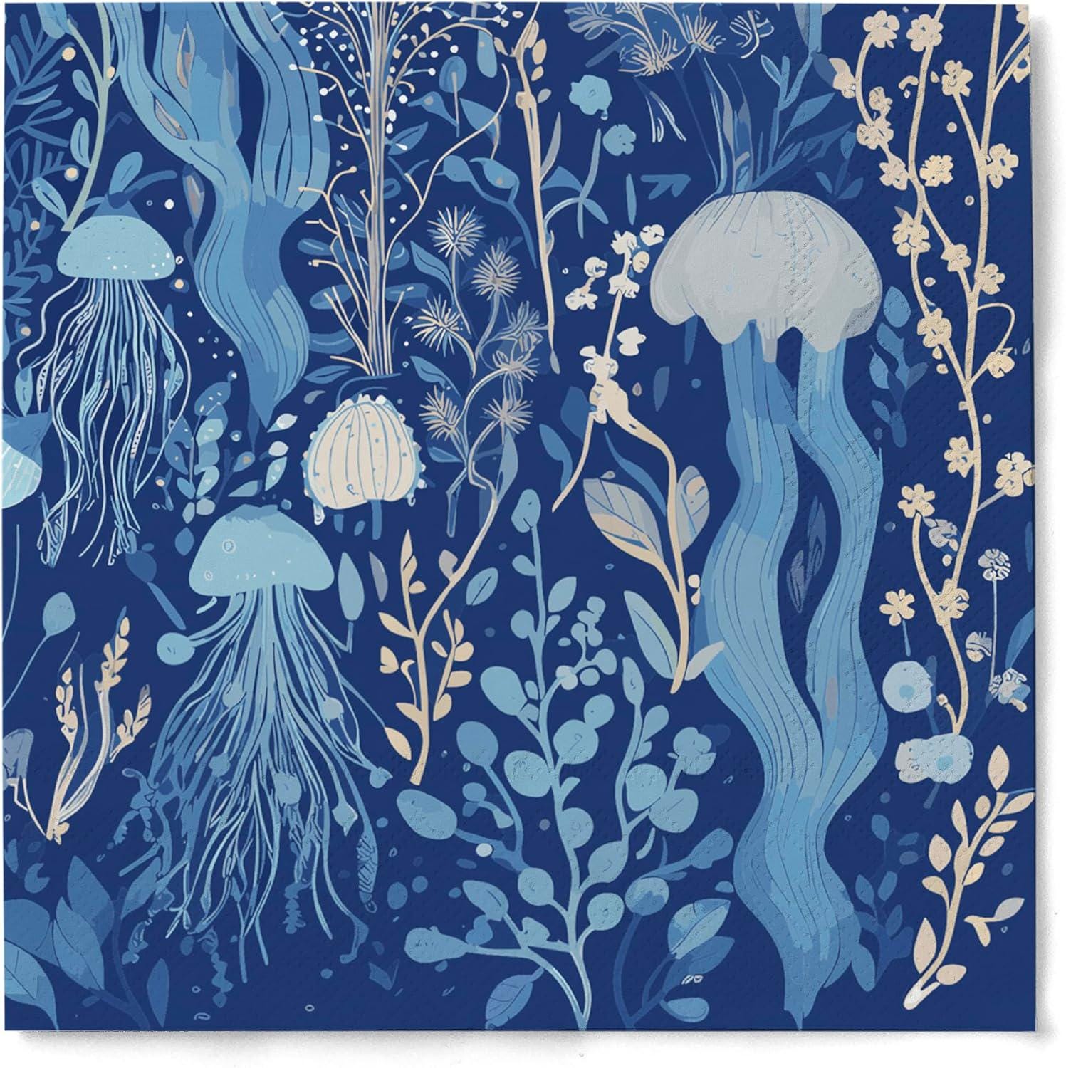 Decoupage Napkins, Jelly Fish Blue Ocean Napkins, Set of 2 Lunch Size, #294