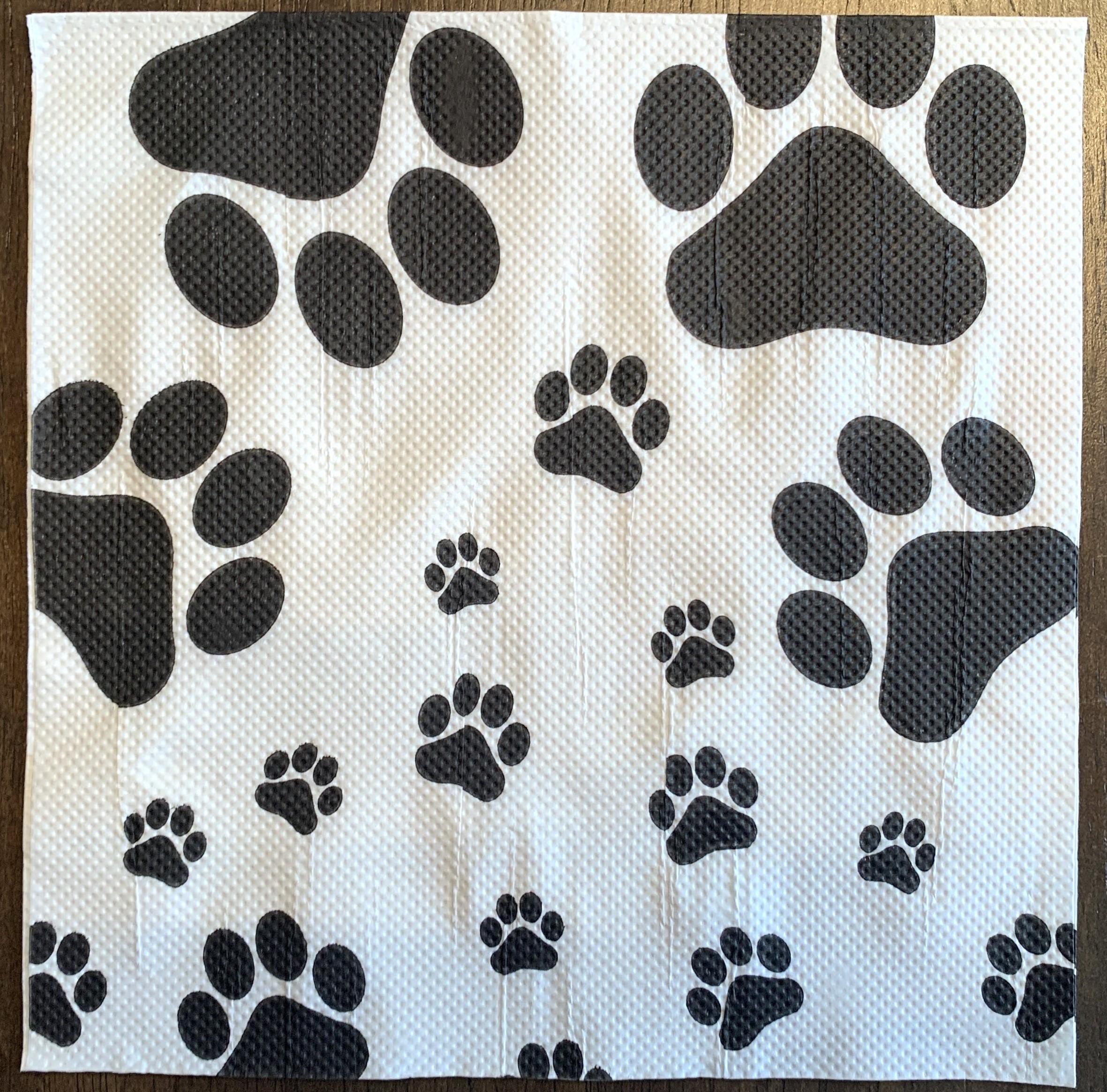 Decoupage Napkins, Paw Prints Dog Craft Napkins, Set of 2 Lunch Size, #105