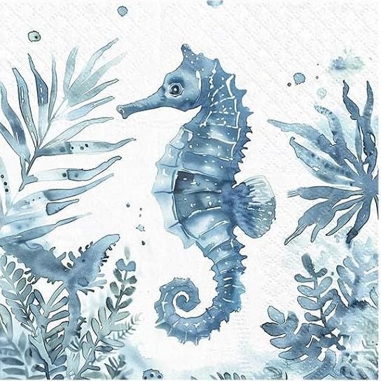 Decoupage Napkins, Sea Horse Napkins, Set of 2 Cocktail Size, #290