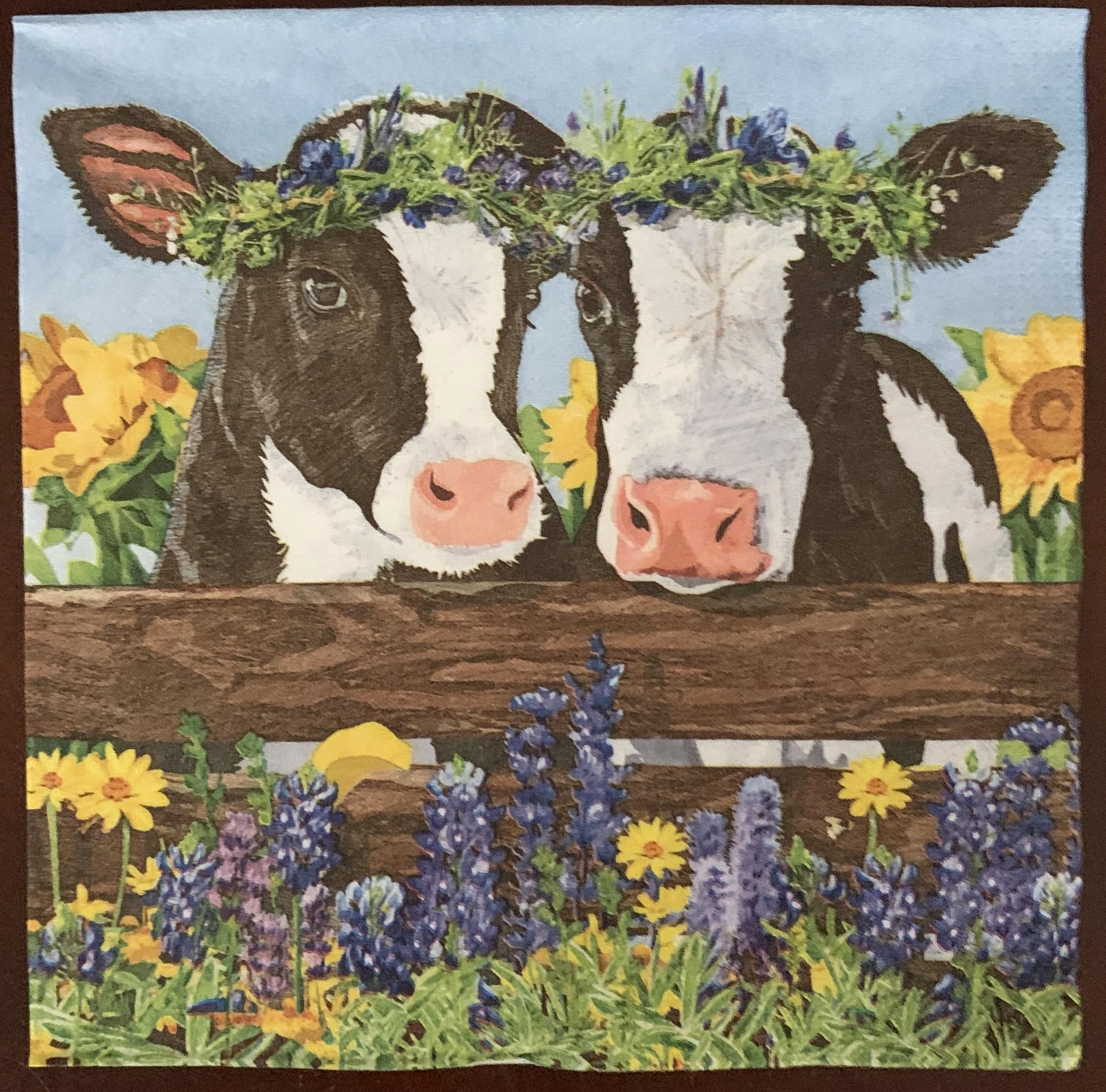 Decoupage Napkins, Cow Napkins, Set of 2 Lunch Size, #136