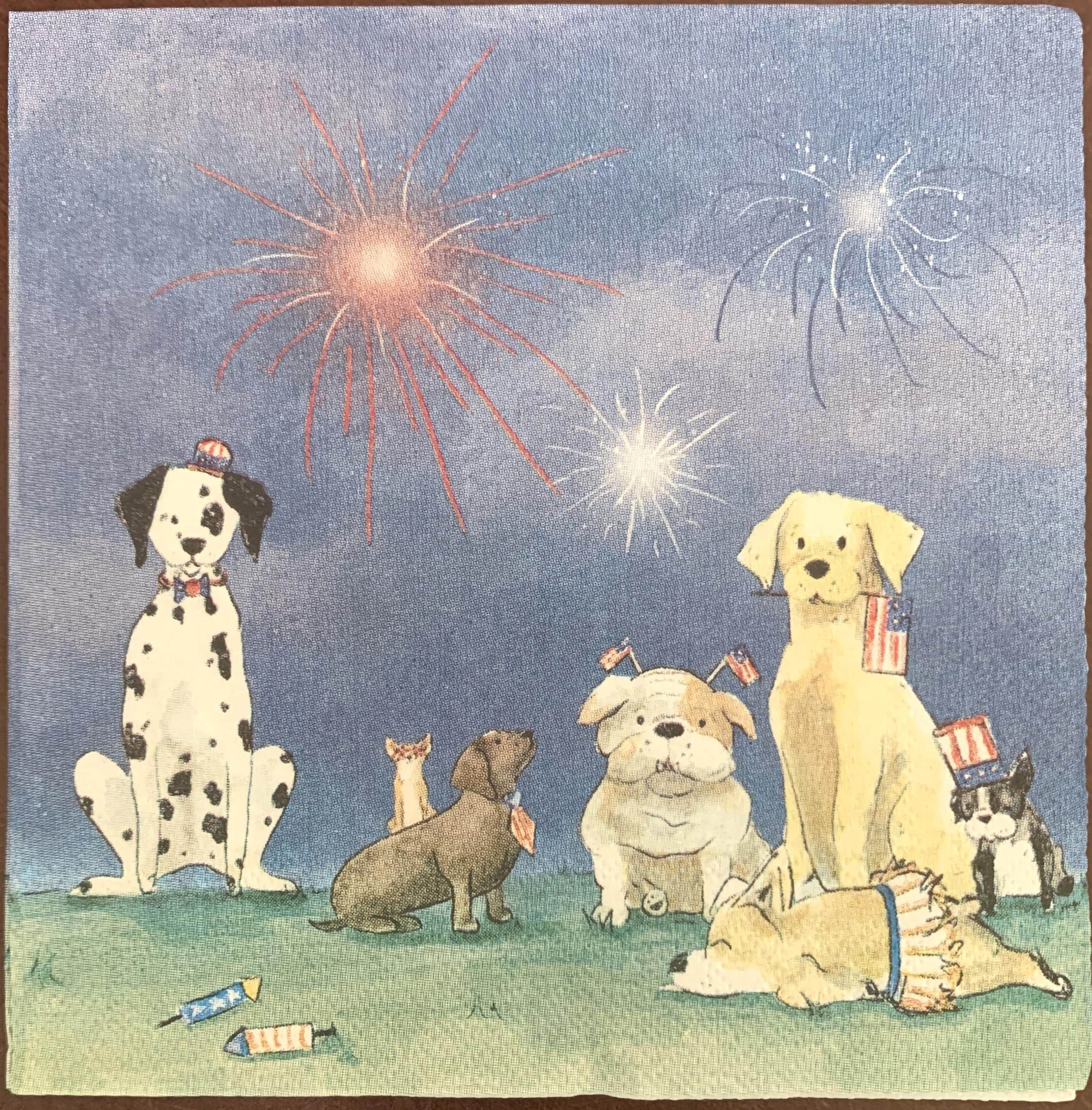Decoupage Napkins, Patriotic Pups Dog napkins, Set of 2 Cocktail Size, #920 