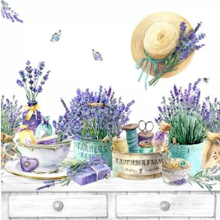 Decoupage Napkins, Lavender Flowers Napkins, Set of 2 Lunch Size, #0356