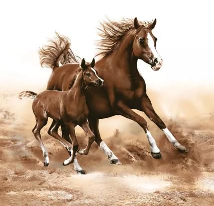 Decoupage Napkins, Mare with Foal Horse Napkins, Set of 2 Lunch Size, #194 