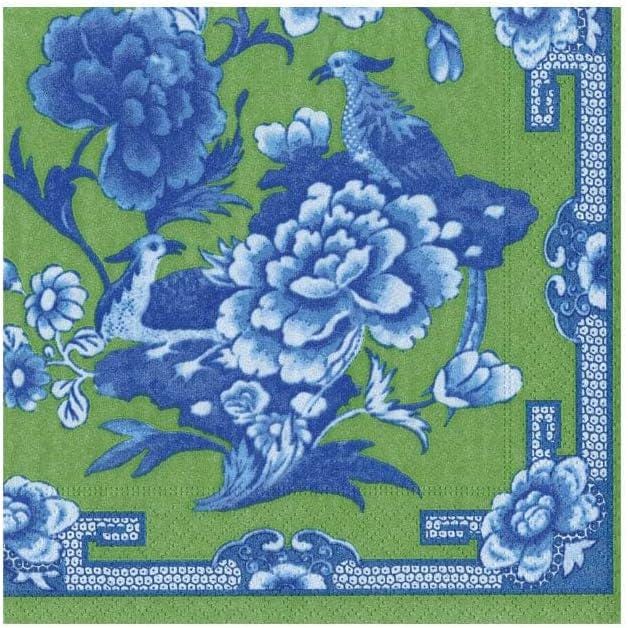 Decoupage Napkins, Blue Green Floral napkins, Set of 2 Cocktail Size, #0344