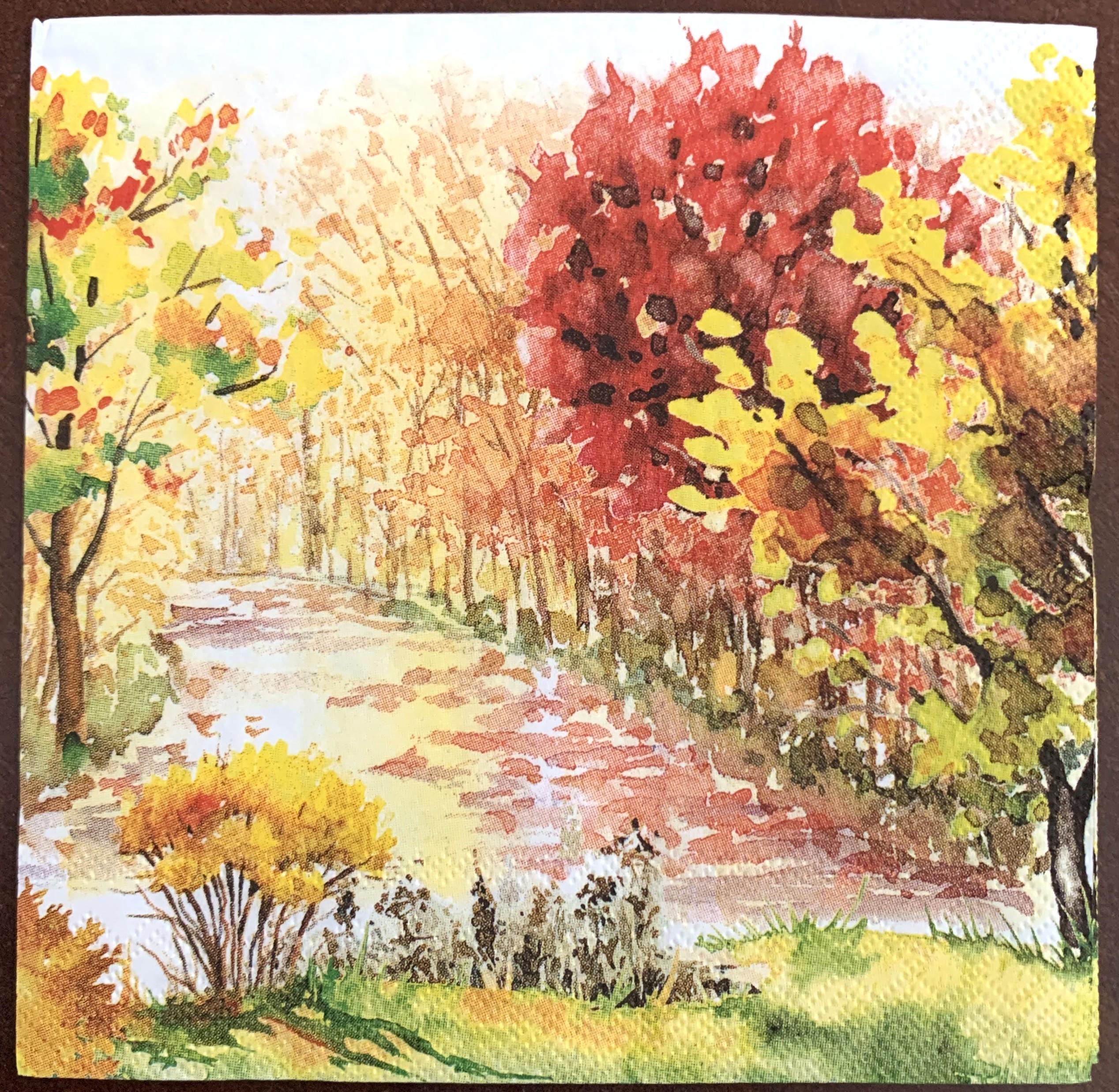 Decoupage Napkins, Autumn Color napkins, Set of 2 Cocktail Size, #602