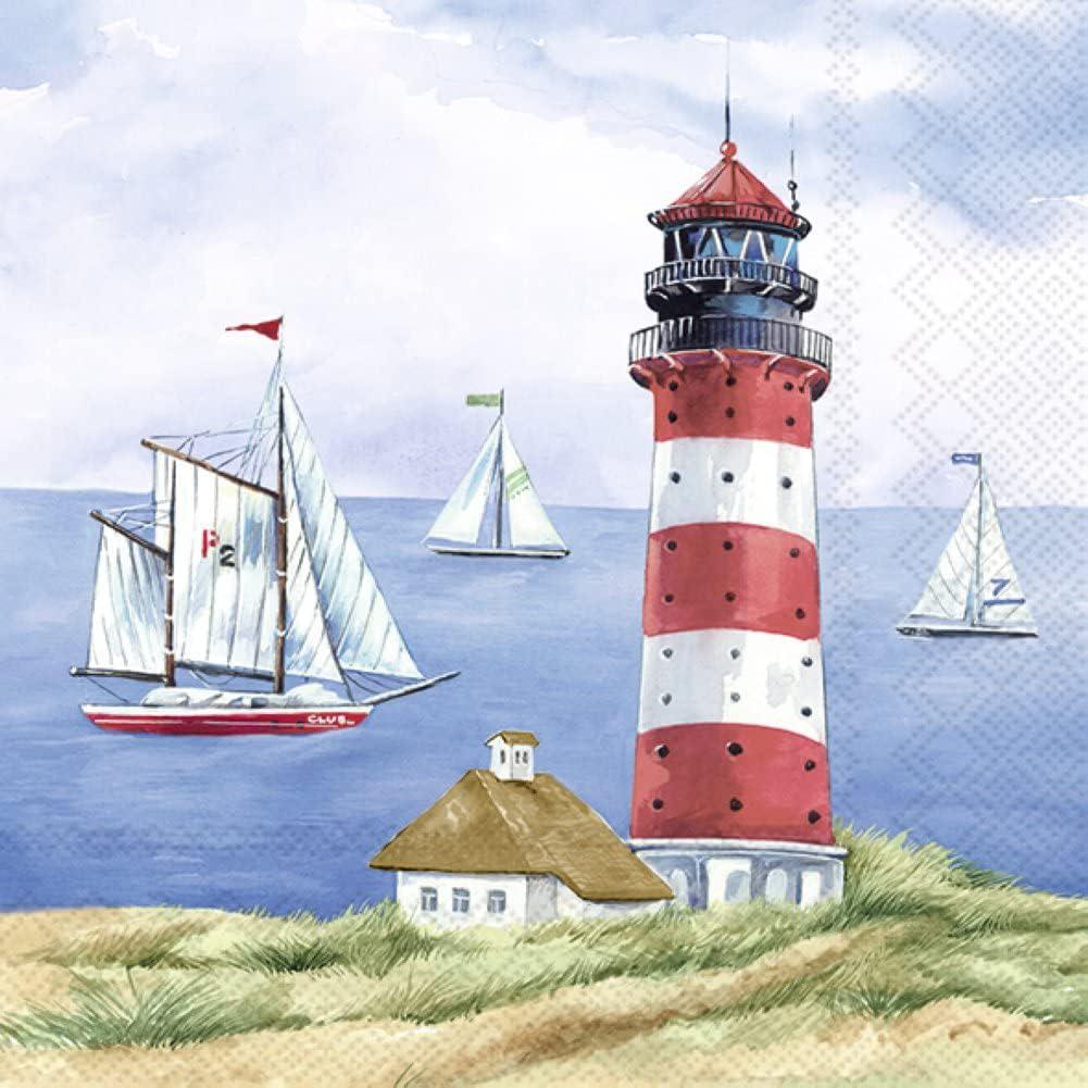 Decoupage Napkins, Ocean View Lighthouse Napkins, Set of 2 Lunch Size, #257 