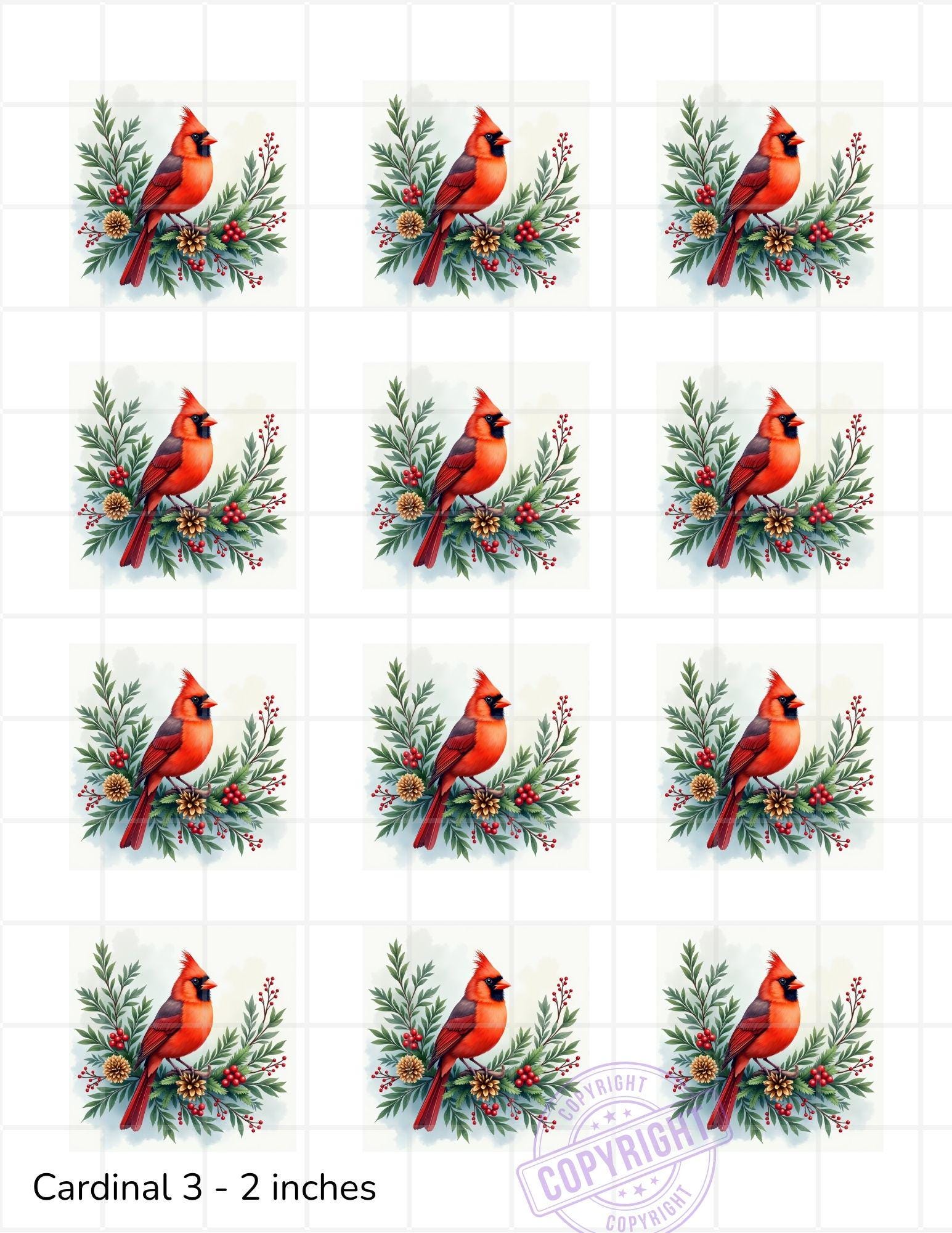 Cardinal Rice Paper, 2 inch images, Cardinal3