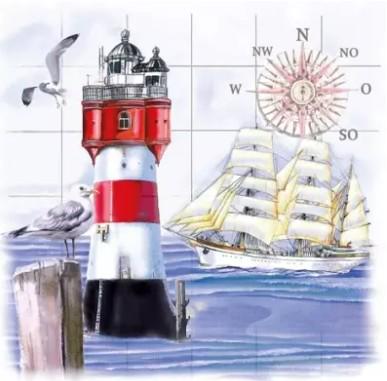 Decoupage Napkins, Lighthouse Napkins, Set of 2 Lunch Size, #0260