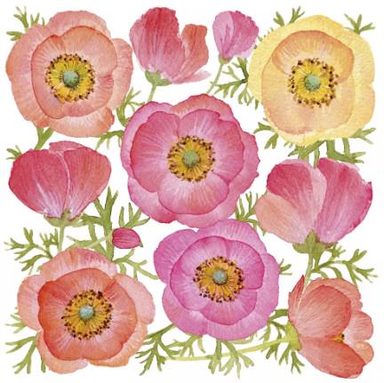 Decoupage Napkins, Poppy Napkins, Set of 2 Lunch Size, #0363