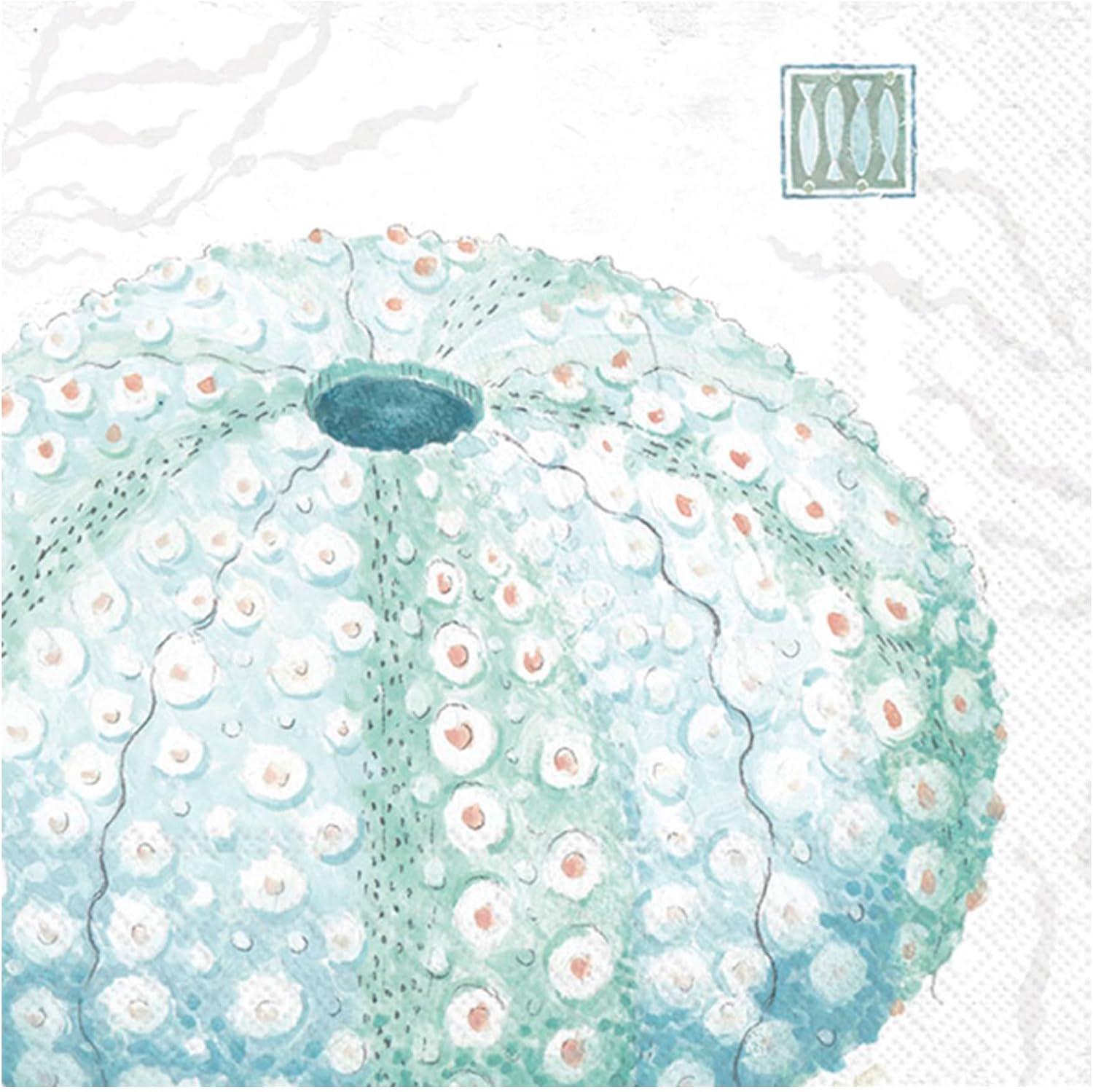 Decoupage Napkins, Sea Urchin Napkins, Set of 2 Cocktail Size, #0201