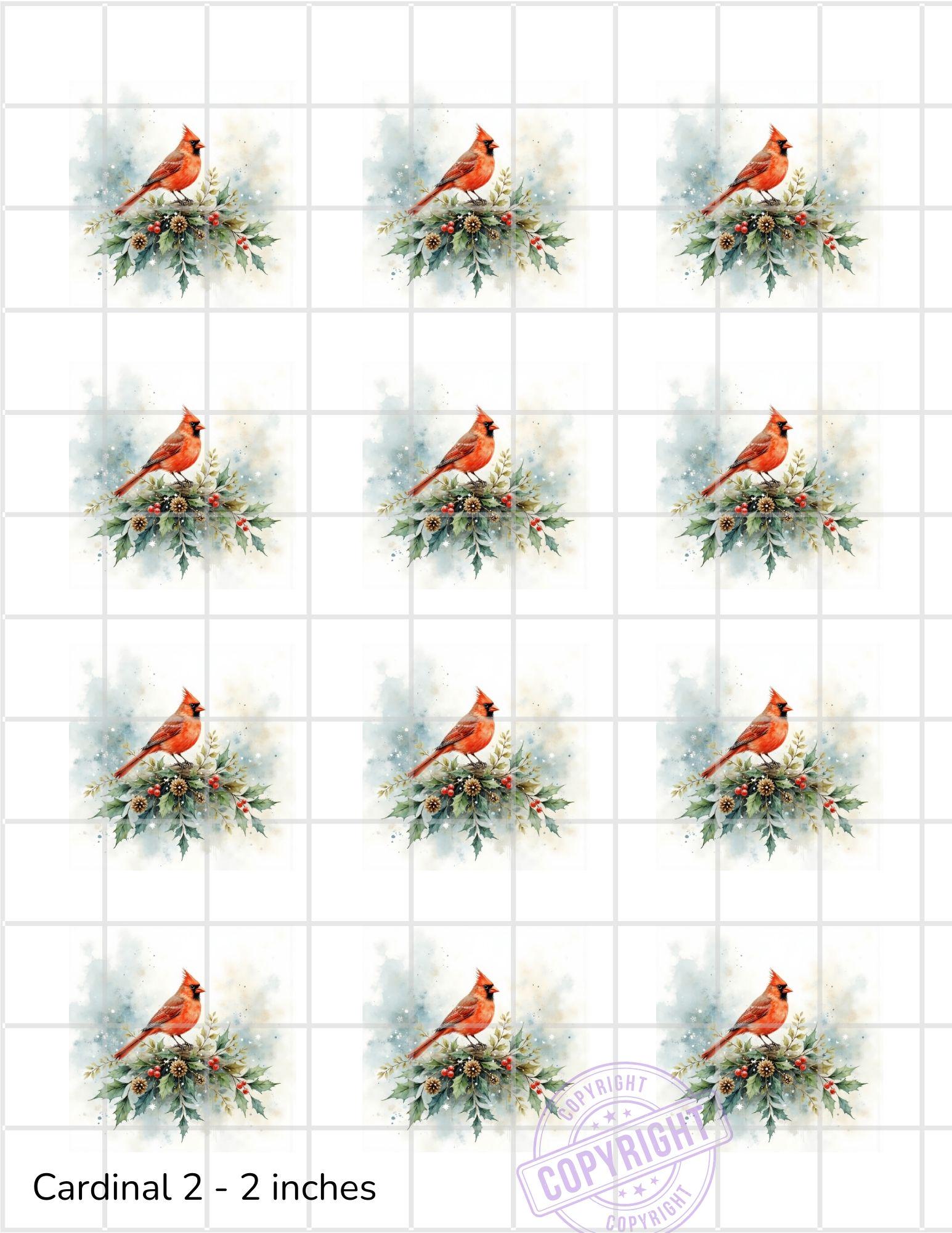 Cardinal Rice Paper, 2 inch images, Rice Paper, Cardinal2