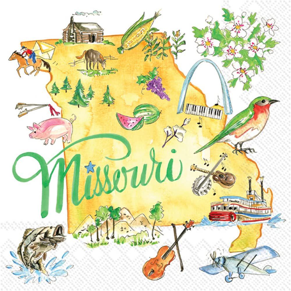 Decoupage Napkins, Missouri State Napkins, Set of 2 Cocktail Size, #559