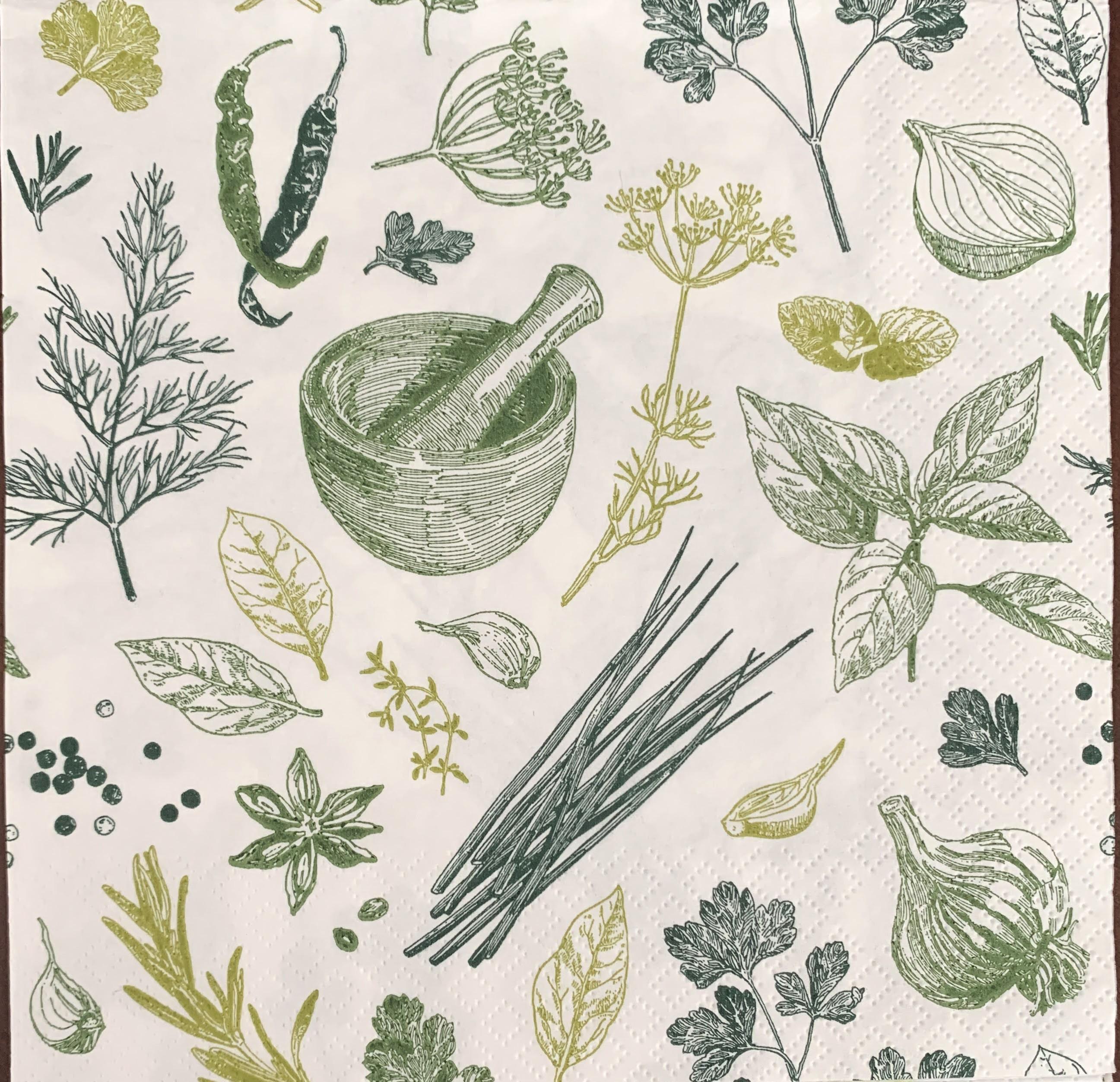 Decoupage Napkins, Plants Herb napkins, Set of 2 Lunch Size, #721