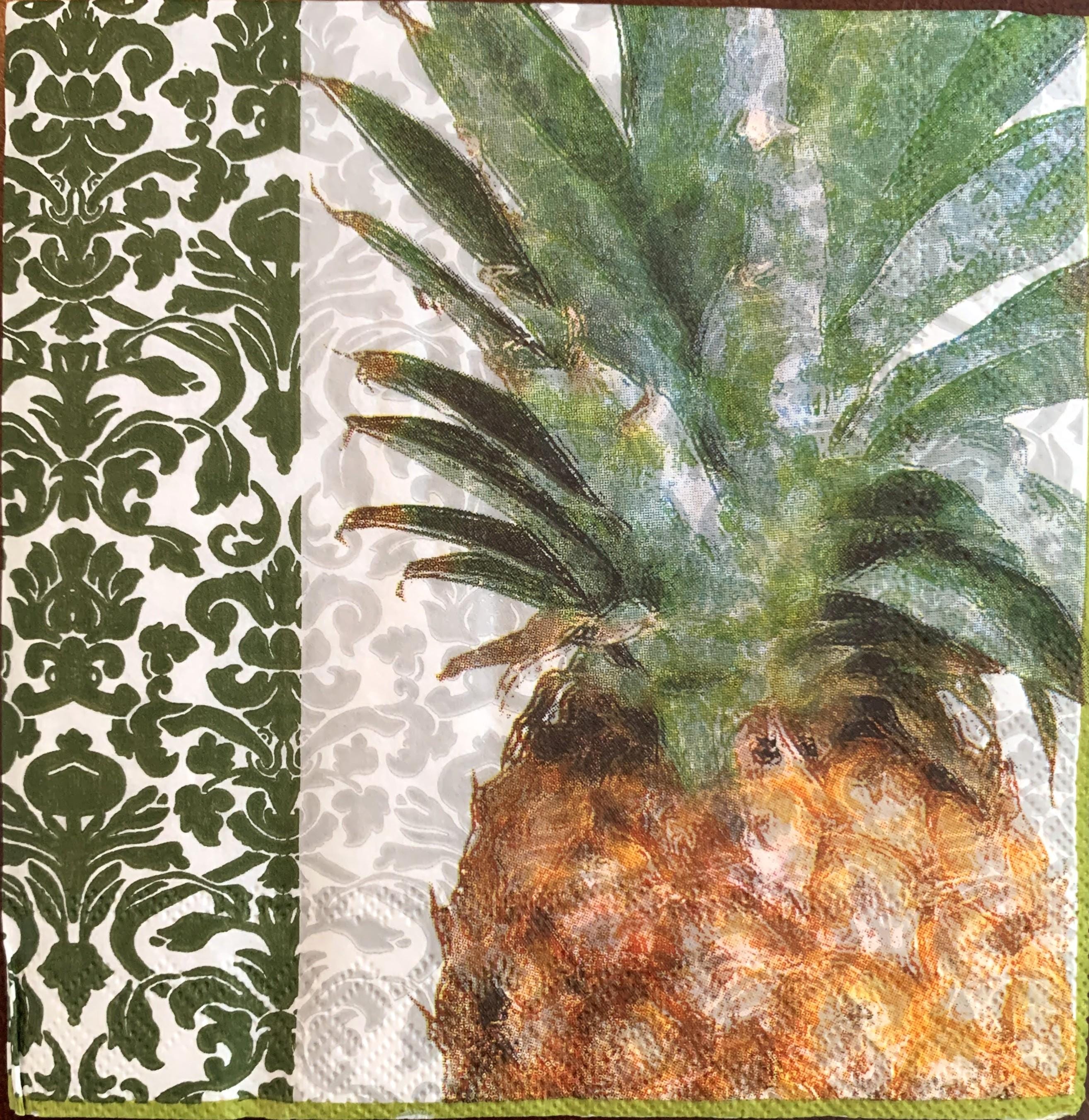 Decoupage Napkins, Pineapple Napkins, Set of 2 Cocktail Size, #0207