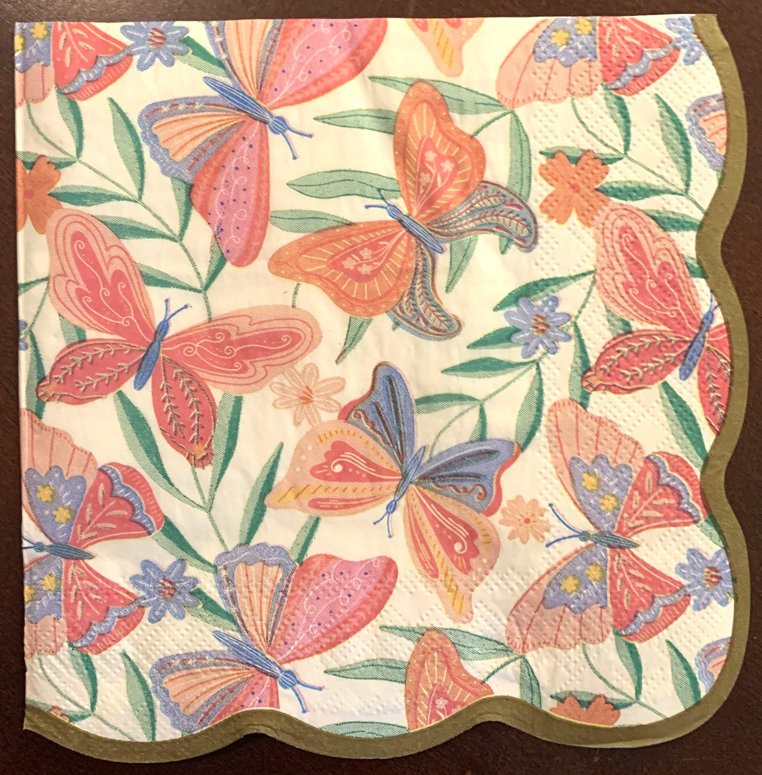 Decoupage Napkins, Butterfly Craft Napkins, Set of 2 Lunch Size, #110