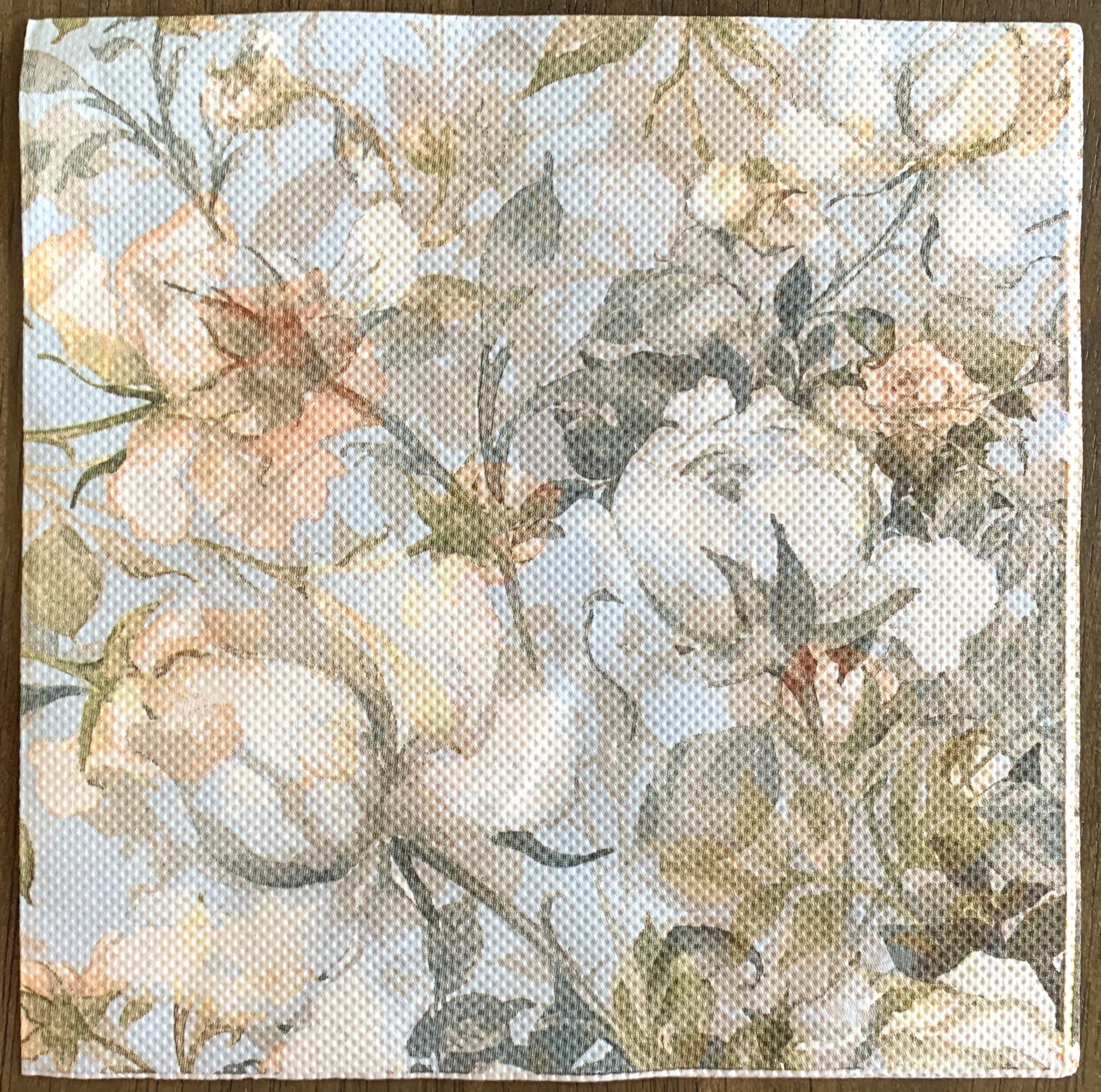 Decoupage Napkins, White Roses Craft Napkins, Set of 2 Lunch Size, #311