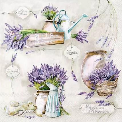 Decoupage Napkins, Lavender Flowers in Container Craft Napkins, Set of 2 Lunch Size, #0355