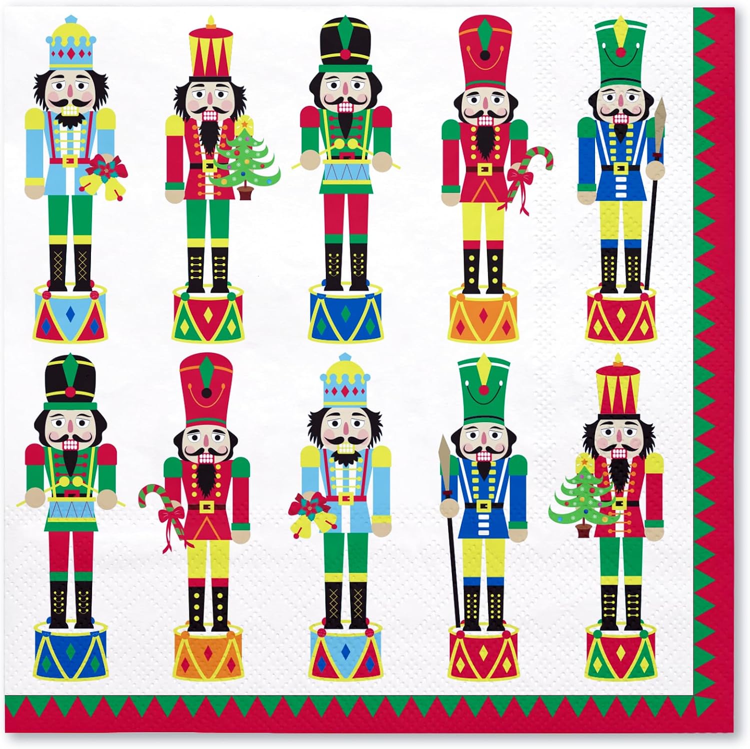 Nutcracker Christmas Napkins, Set of 2 Cocktail Size, #8044