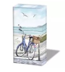 Pocket Tissues Sets of 2, #0281 Bike at the Beach Craft Decoupage Paper