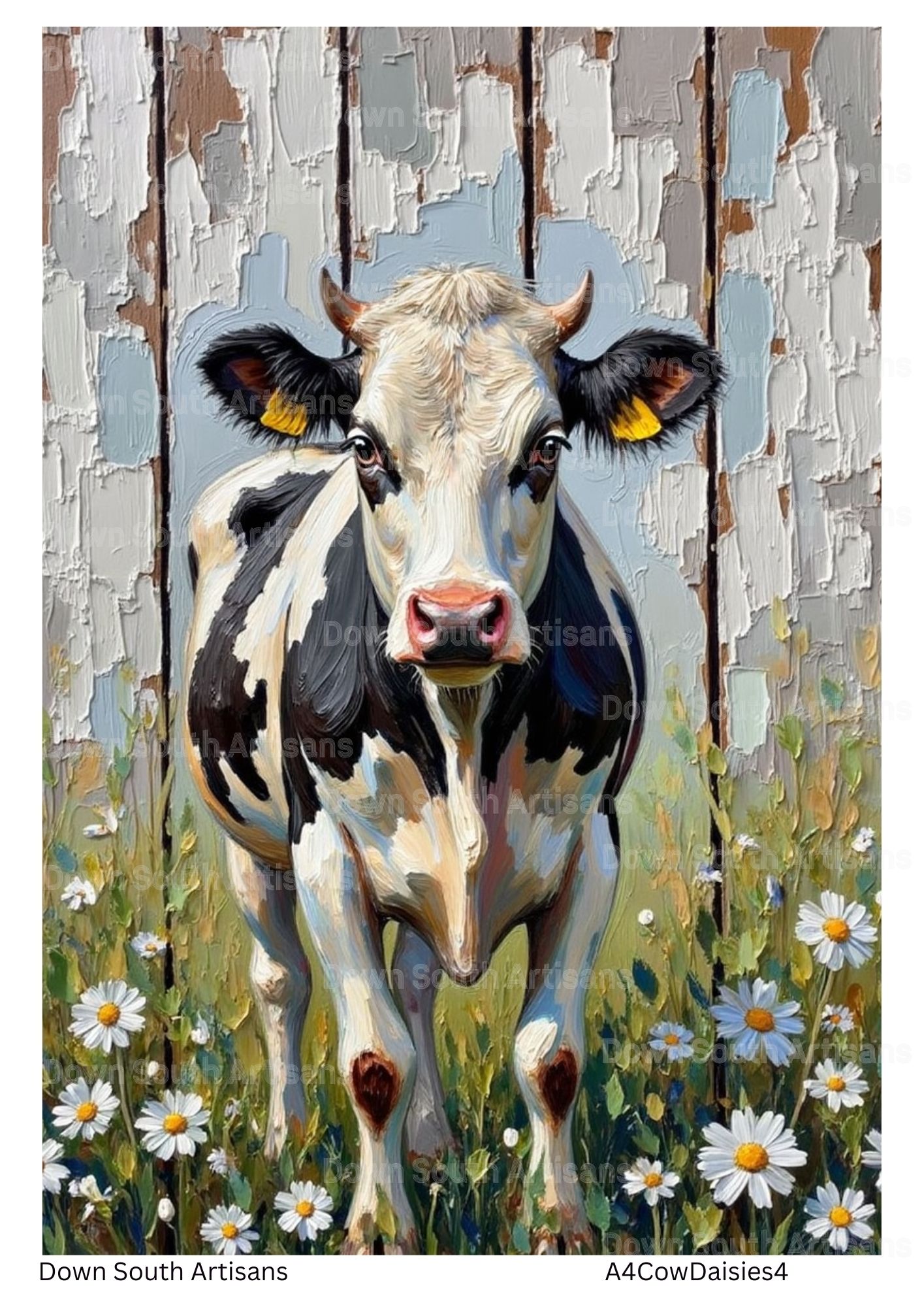 Cows and Daisies Farmhouse, 5 Image Choices, Decoupage Rice Paper, RPCowDaisies