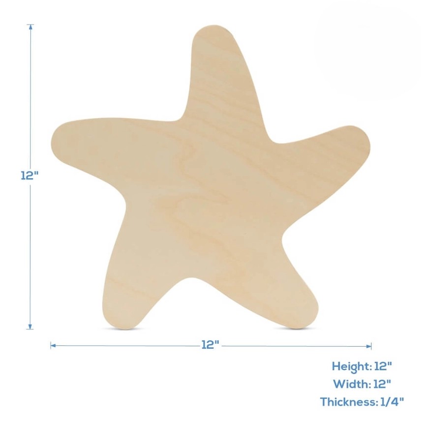 Wood Starfish Cutout, 12"