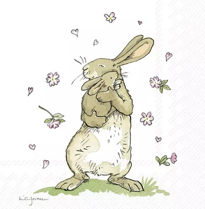 Decoupage Napkins, Rabbit napkins, Set of 2 Cocktail Size, #931