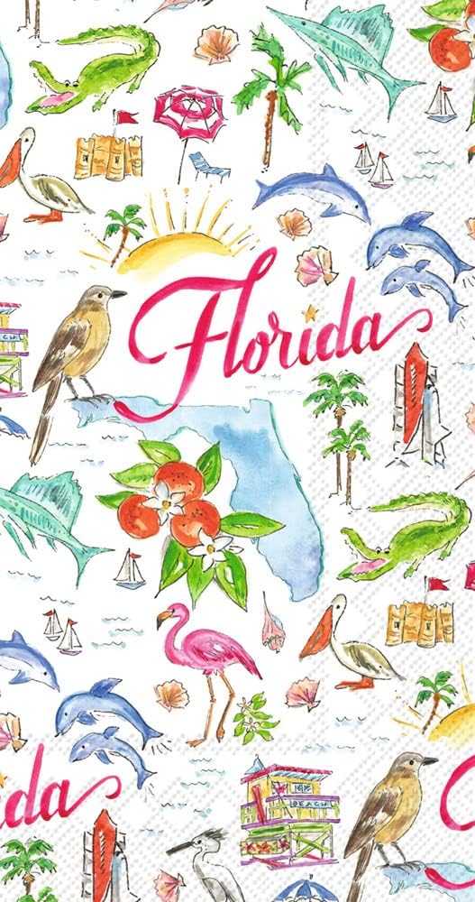 Decoupage Napkins, Florida State Napkins, Set of 2 Dinner Size, #504