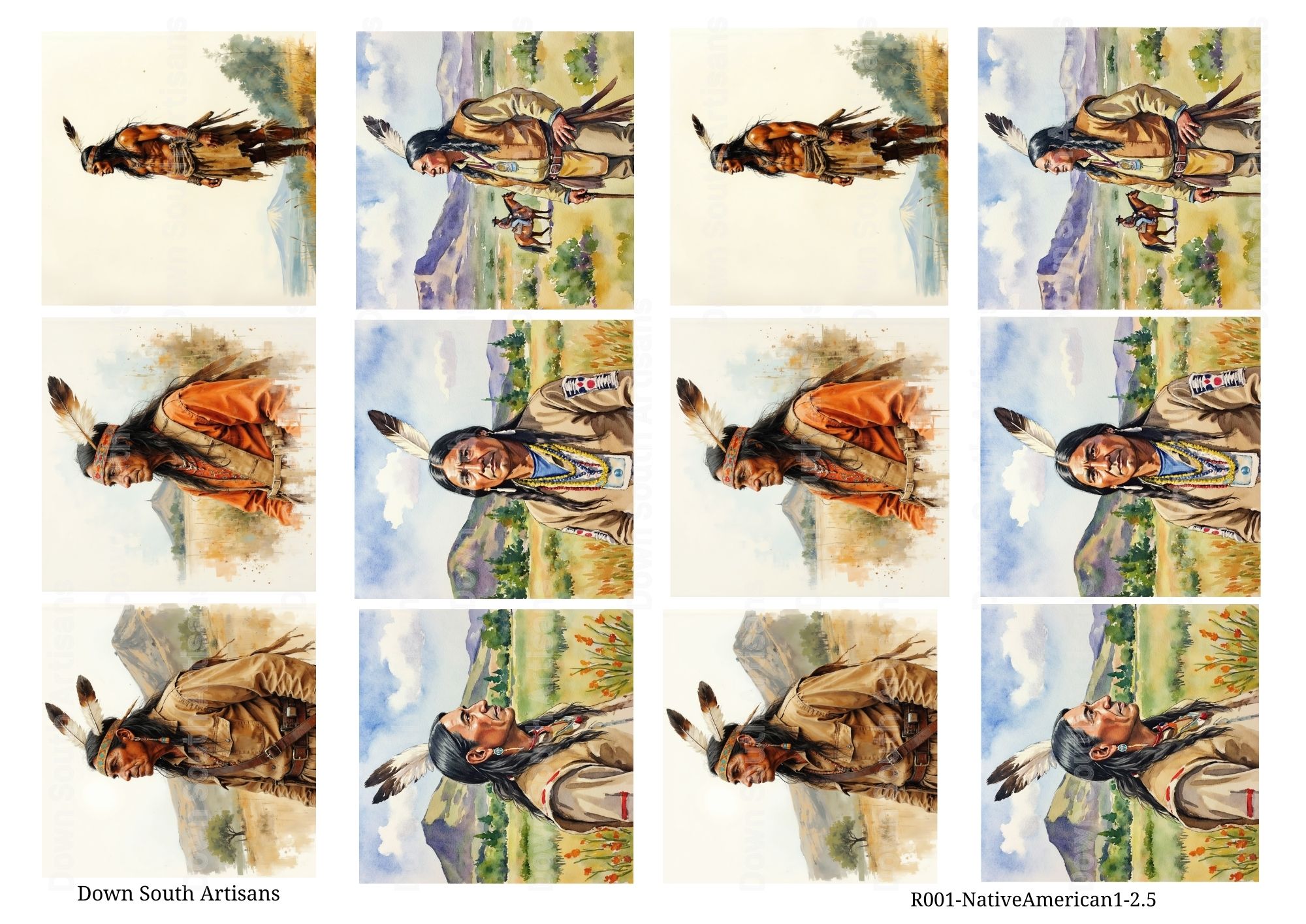 Native American Indian Rice Paper,  Assorted Images, Two Sizes, Decoupage Paper, R011NativeAmerican1