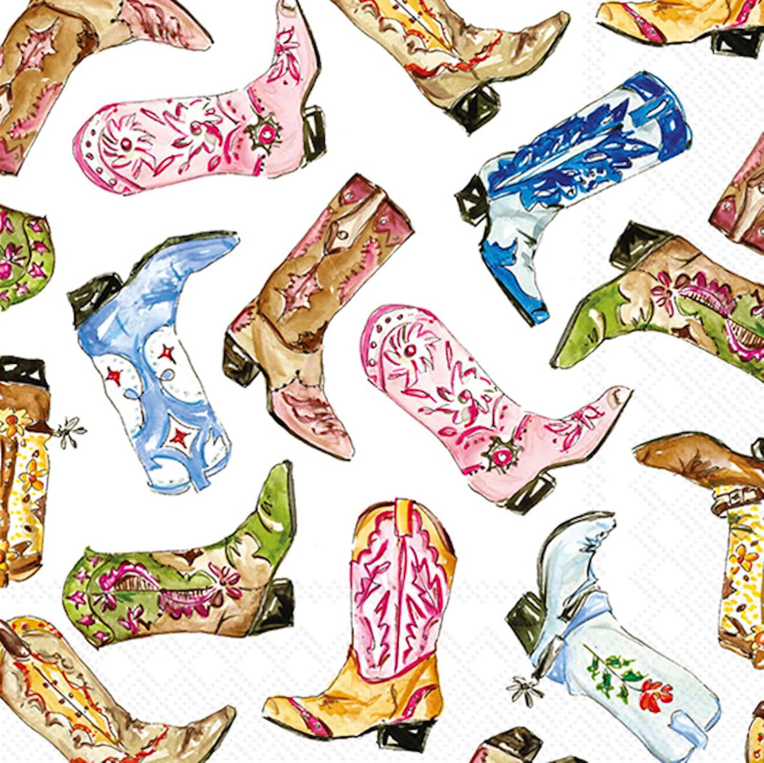 Decoupage Napkins, Cowboy Boots Napkins, Set of 2 Cocktail Size, #745