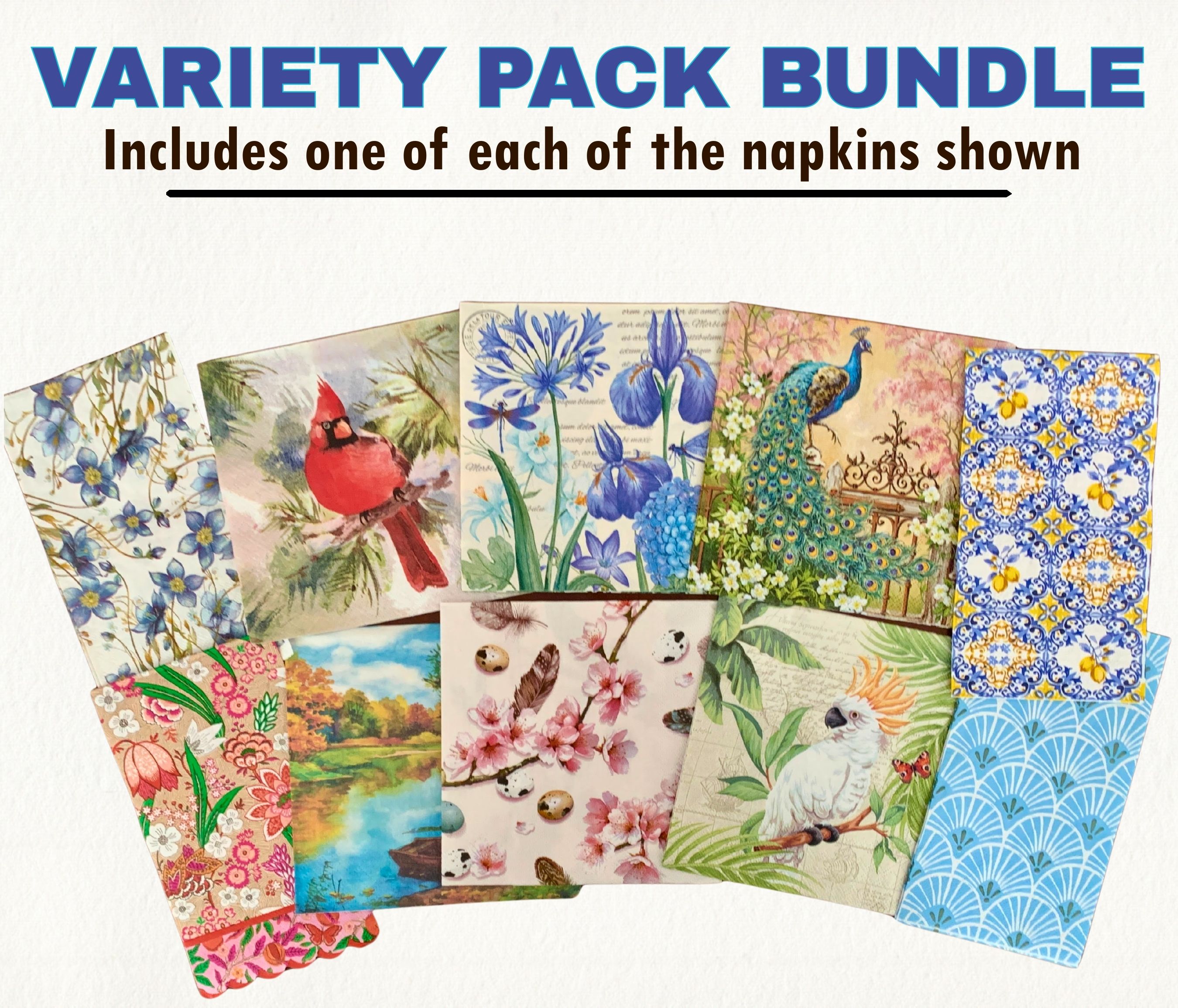 10 Variety Pack Napkins,  Bundle Pack