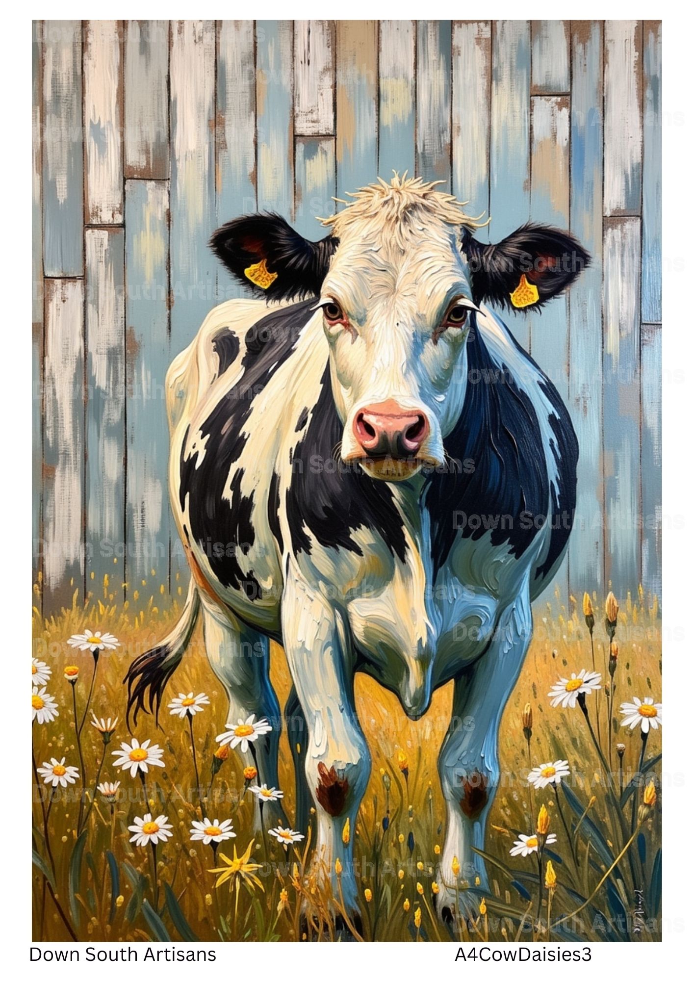 Cows and Daisies Farmhouse, 5 Image Choices, Decoupage Rice Paper, RPCowDaisies