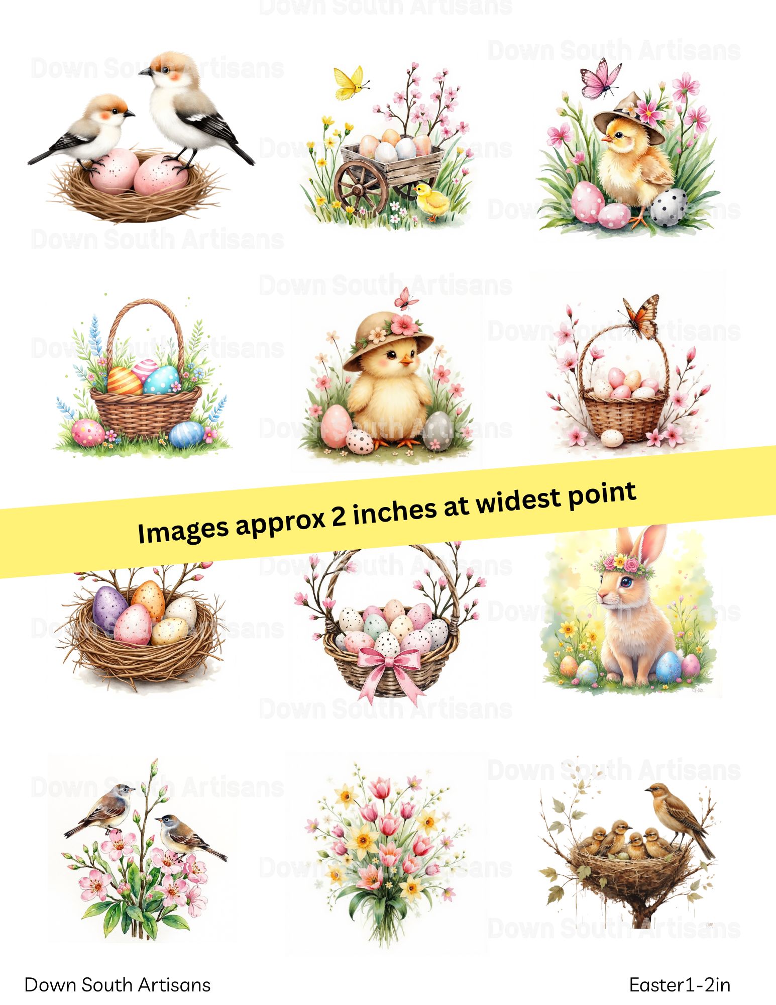Easter Rice Paper,  Assorted 2 inch Images, Decoupage Paper, Easter1